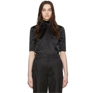 Prada Black Satin Blouse